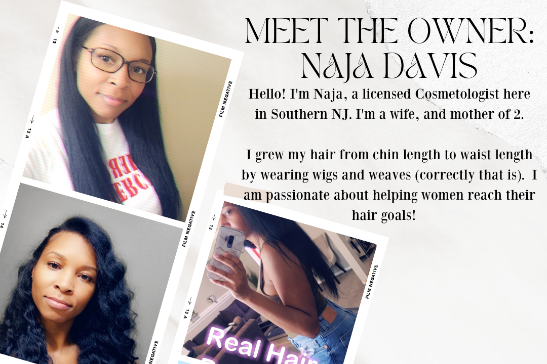 Grow your hair to waist length. Book a free hair coaching call with Naja Davis for a strategy on how to reach your hair goals. Naja is a hairstylist and wigmaker in the Deptford New Jersey area.